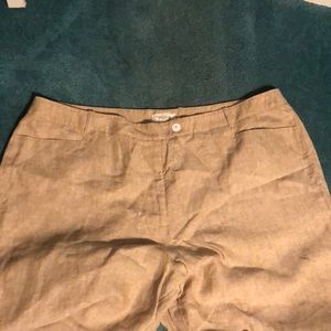 Top stitched linen pants